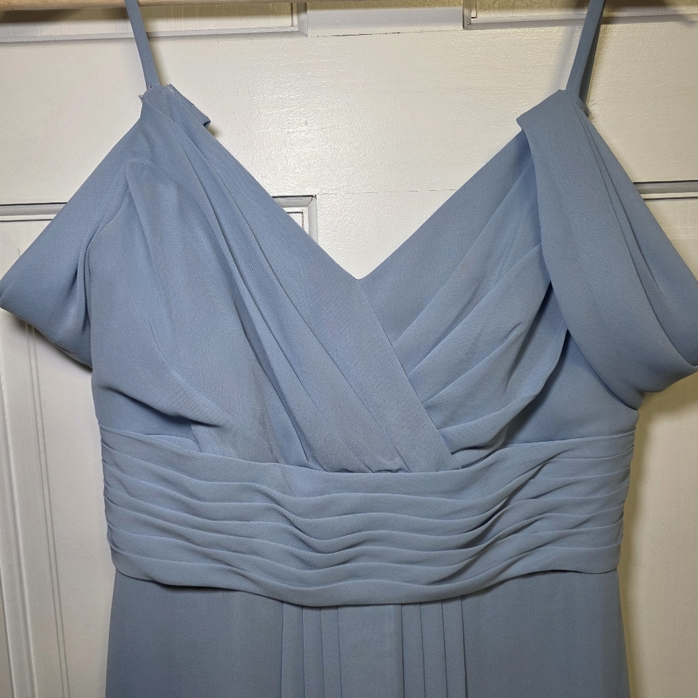 Chiffon Bridesmaid Dress-Infinite By Wed2Be- Light Blue Haven- Size 10 - Picture 3 of 12